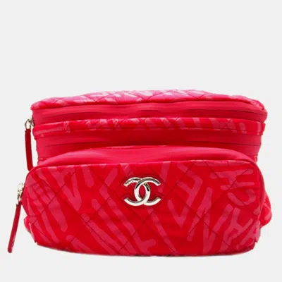 Pre-owned Chanel Pink Printed Nylon Coco Neige Convertible Backpack