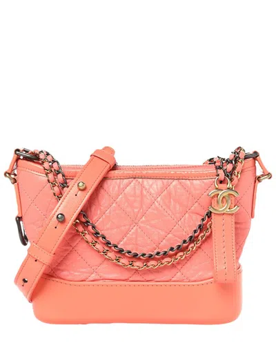 Pre-owned Chanel Pink Quilted Aged Calfskin Leather Small Gabrielle Hobo Bag (authentic )