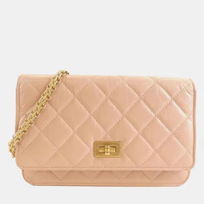 Pre-owned Chanel Pink Quilted Calf Leather Reissue Chain Wallet