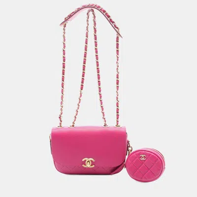 Pre-owned Chanel Pink Quilted Calfskin Multi Pouching Flap Bag