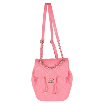 Pre-owned Chanel Pink Quilted Caviar Drawstring Backpack Handbag