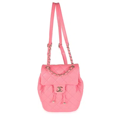 Pre-owned Chanel Pink Quilted Caviar Drawstring Backpack Handbag