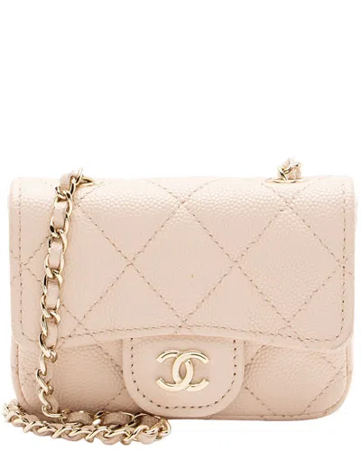 Pre-owned Chanel Pink Quilted Caviar Leather Mini Chain Belt Bag (authentic Pre-loved)