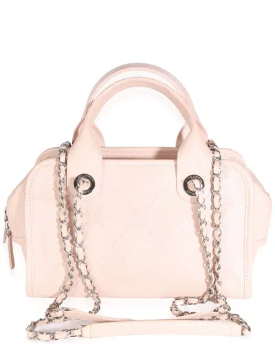 Pre-owned Chanel Pink Quilted Caviar Leather Small Deauville Bowling Handbag (authentic Pre-loved)