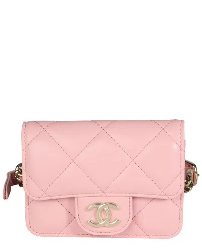 Pre-owned Chanel Pink Quilted Lambskin Elegant Chain Mini Belt Bag (authentic Pre-loved)
