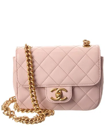 Pre-owned Chanel Pink Quilted Lambskin Leather Square Single Flap (authentic Pre-loved)