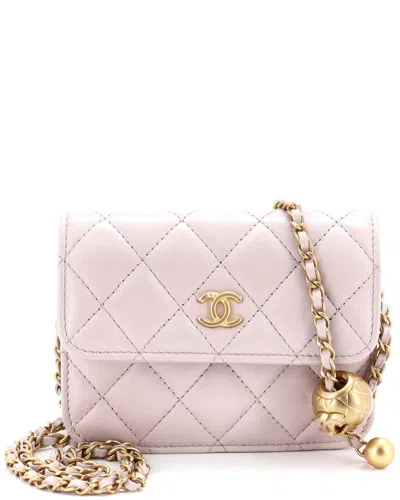 Pre-owned Chanel Pink Quilted Lambskin Pearl Crush Flap Clutch With Chain Mini  (authentic Pre-loved)
