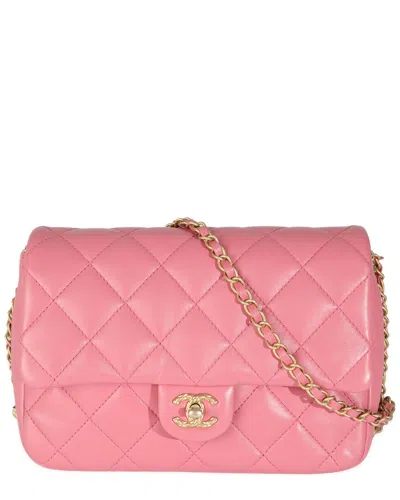 Pre-owned Chanel Pink Quilted Leather Chain Around Mini Square Flap Bag (authentic Pre-  Loved)