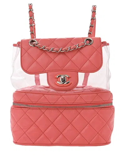 Pre-owned Chanel Pink Quilted Leather Crumpled Backpack (authentic )