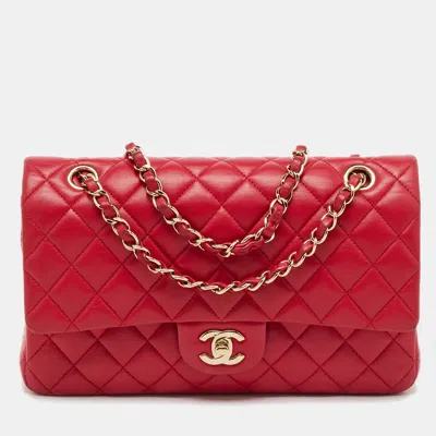 Pre-owned Chanel Pink Quilted Leather Medium Classic Double Flap Bag