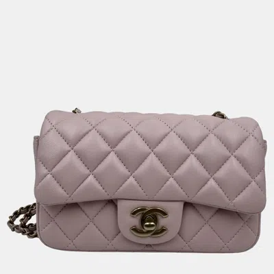 Pre-owned Chanel Pink Quilted Leather Mini Rectangle Classic Single Flap Bag