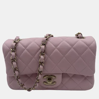 Pre-owned Chanel Pink Quilted Leather Mini Rectangle Classic Single Flap Bag