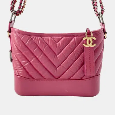 Pre-owned Chanel Pink Quilted Leather Small Gabrielle Hobo Bag