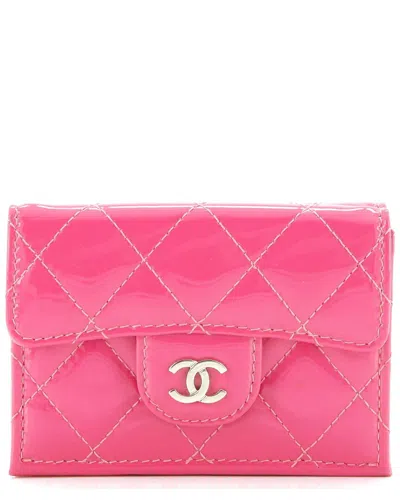 Pre-owned Chanel Pink Quilted Patent Leather Classic Trifold Flap Wallet Small  (authentic Pre-loved)