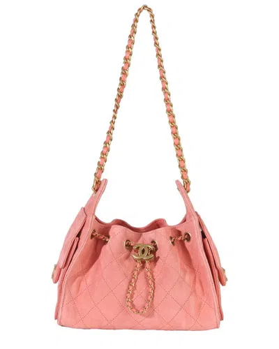 Pre-owned Chanel Pink Quilted Suede Mini 25 Hobo (authentic Pre-loved)