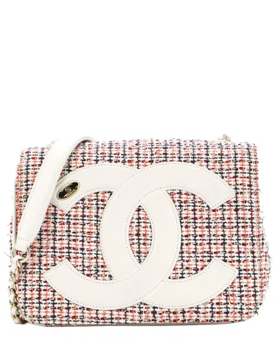Pre-owned Chanel Pink Quilted Tweed Mania Flap Crossbody (authentic Pre-loved)