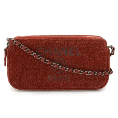 Pre-owned Chanel Pink Red Leather Pochette Shoulder Bag () In Multi