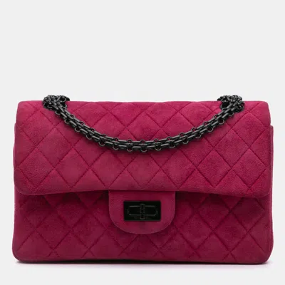 Pre-owned Chanel Pink Reissue 2.55 Quilted Velvet Double Flap 225 Bag