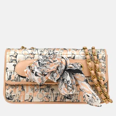 Pre-owned Chanel Pink Satin Silk Scarf Chain Shoulder Bag