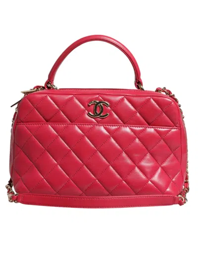 Pre-owned Chanel Pink Seal Matelasse Chain Cc Lamb Skin Leather Women's Bag