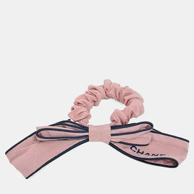 Pre-owned Chanel Pink Silk Hair Scrunchie
