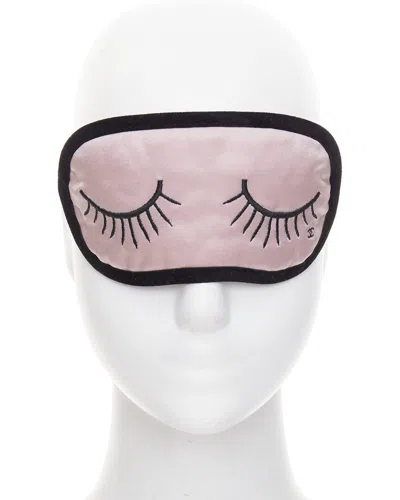 Pre-owned Chanel Pink Silk Sleeping Mask Pouch Set (authentic Pre-loved)