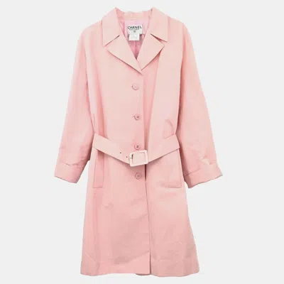 Pre-owned Chanel Pink Single-breasted Coat 96p Size 38