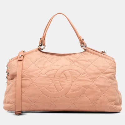 Pre-owned Chanel Pink Small Iridescent Calfskin Sea Hit Tote