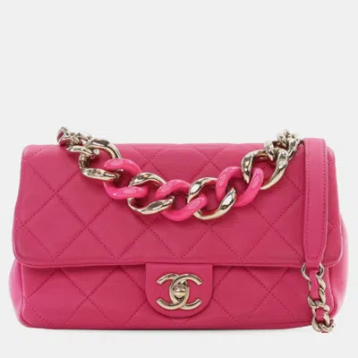 Pre-owned Chanel Pink Small Lambskin Elegant Chain Single Flap