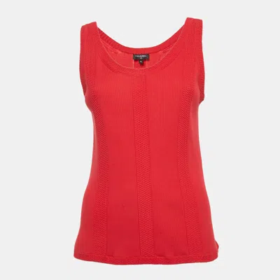 Pre-owned Chanel Pink Stretch Knit Tank Top Xl