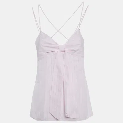 Pre-owned Chanel Pink Stripe Pattern Cotton Blend Knotted Cami Top M