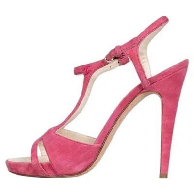 Pre-owned Chanel Pink Suede High Heel Sandals - Size 39
