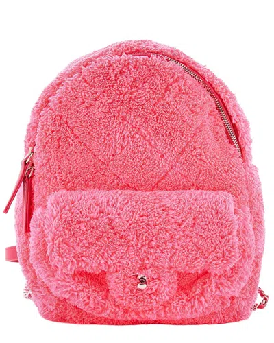 Pre-owned Chanel Pink Terry Cloth Ltd. Ed. Coco Beach Backpack (authentic Pre-loved)