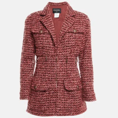 Pre-owned Chanel Pink Tweed Cara Delevingne Style Jacket M