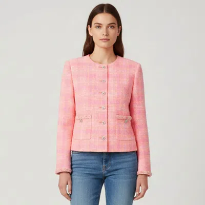 Pre-owned Chanel Pink Tweed Jacket M