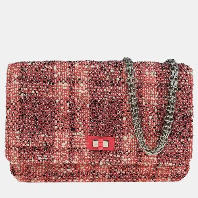 Pre-owned Chanel Pink Tweed Mademoiselle Lock Classic Woc Wallet On Chain
