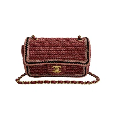 Pre-owned Chanel Pink Tweed Pochette Shoulder Bag () In Multi