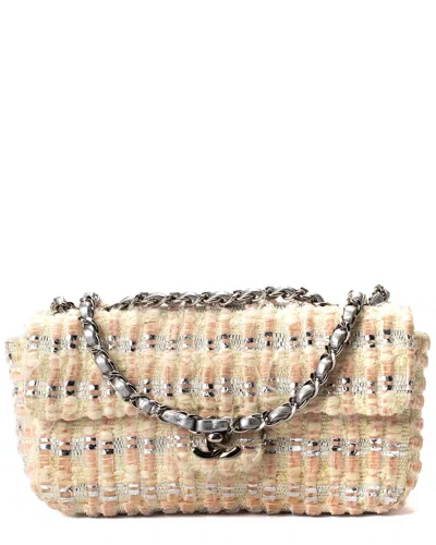 Pre-owned Chanel Pink Tweed Single Flap Bag (authentic )