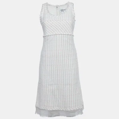 Pre-owned Chanel Pink Tweed Sleeveless Mini Dress M
