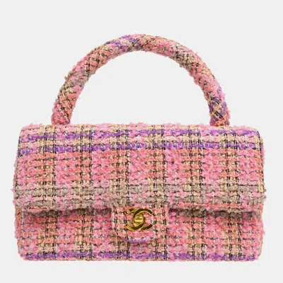 Pre-owned Chanel Pink Tweed Top Handle Handbag
