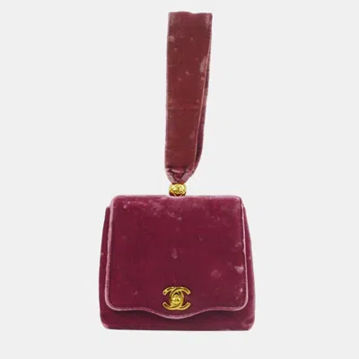 Pre-owned Chanel Pink Velvet Evening Bag