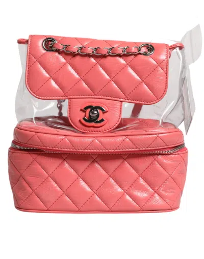 Pre-owned Chanel Pink Vinyl Leather Backpack Purse Women's Bag
