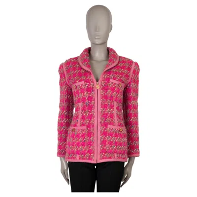 Pre-owned Chanel Pink Wool Blend 91a Zip-front Tweed Jacket 38 S Iconic