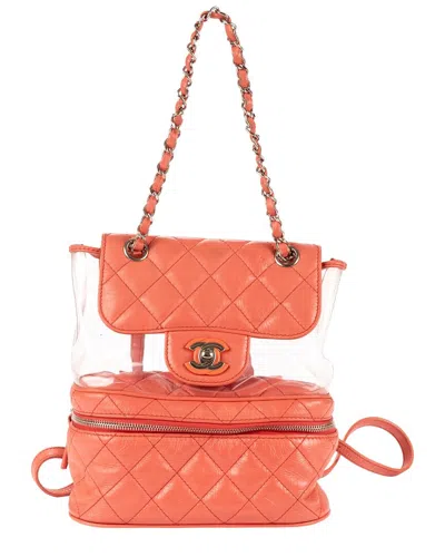 Pre-owned Chanel Pink/transparent Calfskin Quilted Leather/pvc Ltd. Ed. 2018 Aquarium  Pvc Backpack (authentic