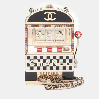 Pre-owned Chanel Black Gold Tone Slot Machine Coco Mark Chain Crossbody Bag In Multi