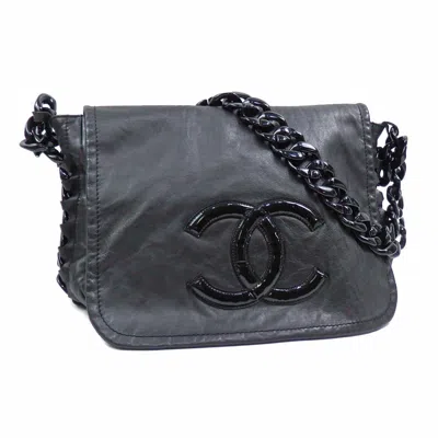 Pre-owned Chanel Plastic Leather Shoulder Bag () In Gray