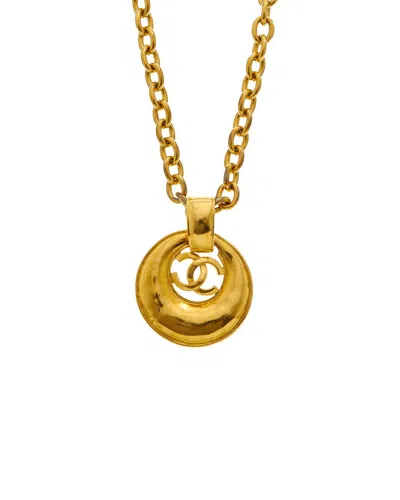 Chanel Plated Cc Logo Pendant Necklace (authentic Pre-loved) In Gold
