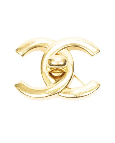 Pre-owned Chanel Plated Cc Turn Lock Brooch (authentic Pre-loved)