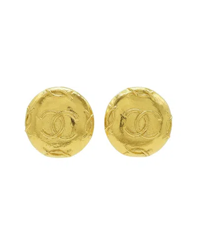 Chanel Plated Coco Mark Button Earrings (authentic Pre-loved) In Gold