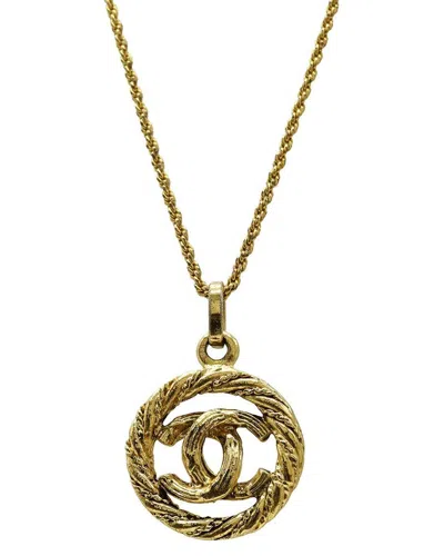 Chanel Plated Coco Mark Circle Necklace Pendant (authentic Pre-loved) In Gold